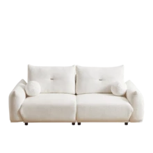 Lamb's Wool 2-Seater Cushion Sofa 90'' Comfortable Sofa For Living Room Bedroom And Other Casual Spaces Lamb's Wool Sofa With 2 Cushions And 2 Ball Pillows. (Beige) - 米色+布料+海綿+2座椅如圖 - 查看 17