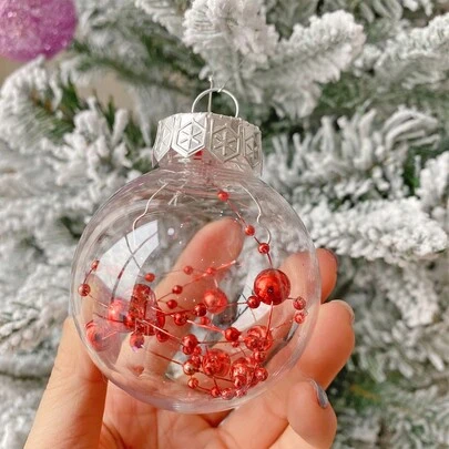6pcs Transparent Plastic Christmas Ball Ornaments, Sphere Shaped Window Decorations, Holiday Party Home Decor, Halloween, Halloween Decoration