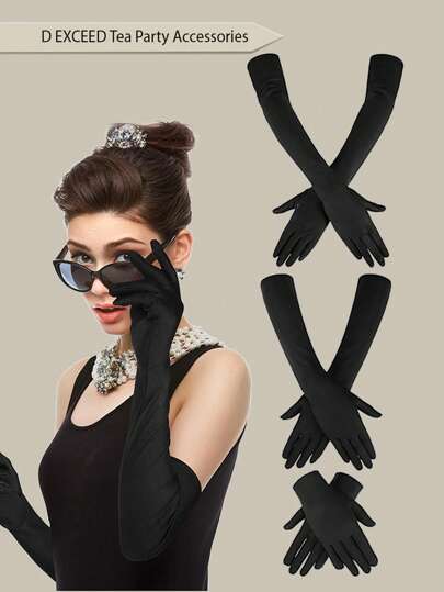 D EXCEED 1 Par / 3 / 12 Pares de Guantes de Ópera Vintage para Mujer con Longitud Ajustable (del Codo a la Muñeca) Accesorios de Disfraz de Gatsby el Magnífico de los Años 20 y Elegancia Moderna para Té, Juego de Regalo del Día de la Madre, Halloween