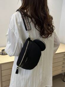 时尚腰包/胸包，简约风格学生包，返校包，女士西部风格钱包，女士波西米亚风格手提包 - 黑色 - 查看 4