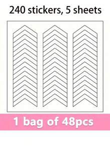 480pcs/10sheets French Manicure Nail Stickers, Wavy, Crescent Moon, Geometric Asymmetrical Design Nail Art Nails - Multicolor - View 18