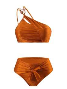 Allurini Nouvel ensemble de 3 pièces/set de bikini avec bonnets souples sexy, comprenant le Top de maillot de bain, le bas et la jupe cache-maillot, pour la plage, la piscine, les sources chaudes, pour les vacances d'été