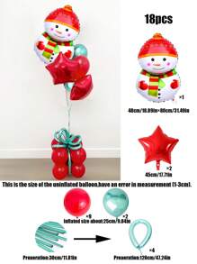 18pcs Christmas Theme Balloon Set, Snowman, Penguin, Bear Shaped Balloons, 18inch Star Balloons For Christmas Party Decor, Halloween, Halloween Decoration