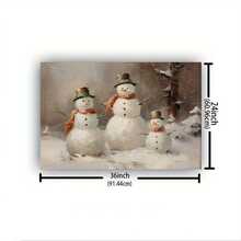 1 Piece Wooden Frame Canvas Painting Christmas Snowman Family, Perfect For Office Corridor Home Living Room Decoration Hanging, Christmas Theme - 12*18吋/30*45公分 附框 - 查看 1