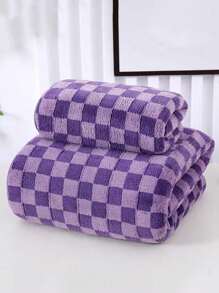 1条棋盘格珊瑚绒速干柔软吸水棋盘格印花毛巾，轻薄不掉毛，适合家庭、成人、情侣使用，可用作面巾（34英寸x75英寸）或浴巾（70英寸x140英寸）。毛巾套装包含1条毛巾。 - 彩色 - 查看 7