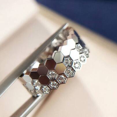 خاتم شكل خلية النحل، مجوهرات فضة عيار 925، خاتم فردي رقيق وأنيق، مجوهرات فاخرة، هدية عصرية للحفلات والمناسبات والأعياد للنساء