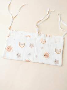 1pc Waterproof Crib Diaper & Bottle Storage Hanging Bag, Rainbow Printed Love Valentine
