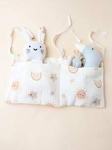 1pc Waterproof Crib Diaper & Bottle Storage Hanging Bag, Rainbow Printed Love Valentine