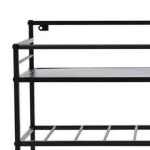 Futchoy Portabottiglie da Parete a 3 Livelli con Portabicchiere Portabottiglie in Metallo per 9 Bottiglie Portabottiglie con Ripiano per Tazze Adatto per Cucina, 31,5*9,8*21,6 Pollici