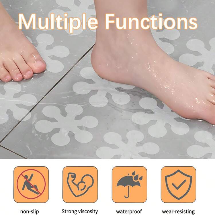 20 件防滑浴缸贴纸、淋浴踏板条、淋浴防滑胶带、家用厨房防滑条、淋浴地板、浴缸楼梯梯子、防滑粘性、优质刮刀，适用于浴缸淋浴楼梯梯子船、家居浴室装饰秋季装饰返校 - 透明色 - 查看 8