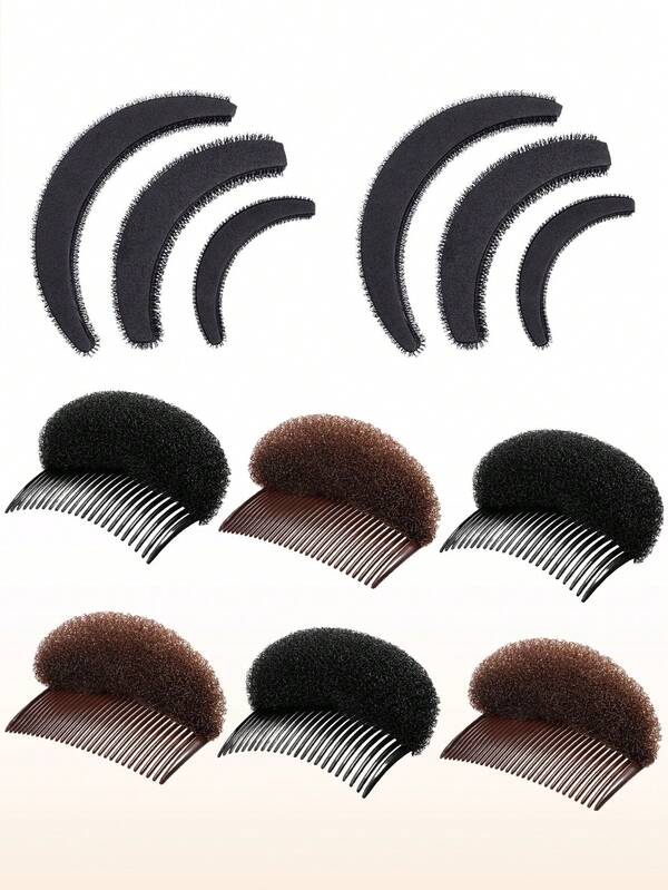 Set di 12 accessori per volumizzare i capelli - Strumento per intrecciare, base per volume dei capelli e pettine volumizzante per capelli, set di strumenti per acconciature, kit per styling dei capelli