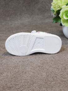 1 Pair Kids Versatile Casual White Sneakers, Comfortable Breathable Cartoon Embroidered Flat Student Shoes, Fashion Campus Style Flat Shoes, Cute & Sweet Running Sports Shoes - White - View 11