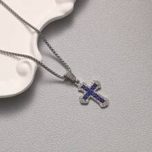 1 件男士/学生时尚水钻吊坠项链 - 彩色 - 查看 15