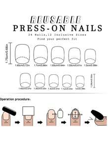 24 件短方形假指甲，短哑光指甲贴，带甜美花卉闪光装饰，全覆盖可拆卸美甲套装，适合女性派对、舞会和日常穿着 - 彩色 - 查看 6
