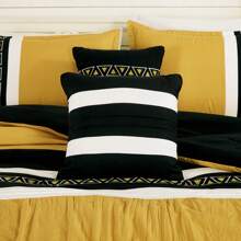 7 Pieces Luxurious  Embroidered Bedding Set - Elegant Design & Cozy Comfort - Ideal For Home Decor, Bed In A Bag, Brushed Microfiber-1 Comforter, 2 Pillow Shams, 4 Decor Pillows - Màu vàng - Xem 7