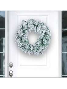 1 st. krans met vlokken, met sneeuw bedekte pvc-wijnstokring, gesimuleerde sneeuwscène in winkelcentrum raamdecoratiehanger, voordeurdecoratie kranshanger, tafeldecoratie, tafelstukken, kunstbloemen, plastic bloemen