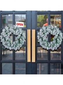 1 st. krans met vlokken, met sneeuw bedekte pvc-wijnstokring, gesimuleerde sneeuwscène in winkelcentrum raamdecoratiehanger, voordeurdecoratie kranshanger, tafeldecoratie, tafelstukken, kunstbloemen, plastic bloemen
