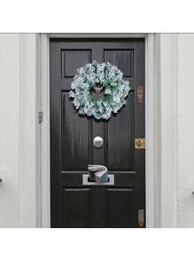 1 st. krans met vlokken, met sneeuw bedekte pvc-wijnstokring, gesimuleerde sneeuwscène in winkelcentrum raamdecoratiehanger, voordeurdecoratie kranshanger, tafeldecoratie, tafelstukken, kunstbloemen, plastic bloemen