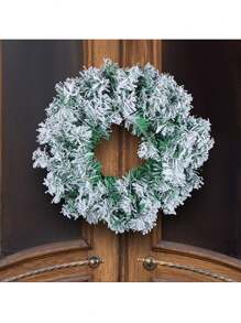 1 st. krans met vlokken, met sneeuw bedekte pvc-wijnstokring, gesimuleerde sneeuwscène in winkelcentrum raamdecoratiehanger, voordeurdecoratie kranshanger, tafeldecoratie, tafelstukken, kunstbloemen, plastic bloemen