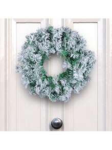 1 st. krans met vlokken, met sneeuw bedekte pvc-wijnstokring, gesimuleerde sneeuwscène in winkelcentrum raamdecoratiehanger, voordeurdecoratie kranshanger, tafeldecoratie, tafelstukken, kunstbloemen, plastic bloemen