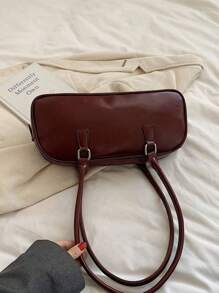 2024新款女士腋下包，独特纹理，高端便携波士顿包，配有肩带，适合春夏穿着，时尚酒红色 - 酒紅色 - 查看 3