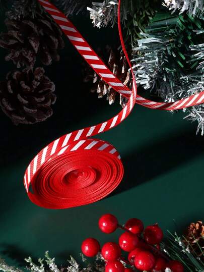 1/3 rollo de cinta de satén roja con copos de nieve, decoración de envoltura de regalos navideños