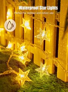 1pc - 19.69ft 40LED Star String Lights, Battery Powered - 1.5m 10LED / 3 Meters 20LED / 5m 30LED Star Fairy Lights, Waterproof Indoor Bedroom Tent Loft Patio Party Wedding Decor, Warm White, Bedroom Party Home Decor Indoor Outdoor Decor, Halloween Decor, Christmas Decor - Multicolor - View 6