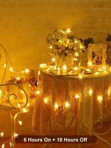 1pc - 19.69ft 40LED Star String Lights, Battery Powered - 1.5m 10LED / 3 Meters 20LED / 5m 30LED Star Fairy Lights, Waterproof Indoor Bedroom Tent Loft Patio Party Wedding Decor, Warm White, Bedroom Party Home Decor Indoor Outdoor Decor, Halloween Decor, Christmas Decor - Multicolor - View 4