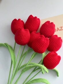 1pc,DIY Crochet Tulip Gift, DIY Artificial Flowers Bouquet Handmade Knitted Tulip Bouquet Crochet Flower Bouquet Gift For Women, Valentine Day, Gift Gifts Birthday Graduation - Multicolor - View 7