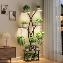 BACEKOLL 66" Tall Plant Stand Indoor With Grow Light - 7 Tiered Metal Plant Shelf Indoor, Plant Stands For Indoor Plants Multiple, Tree Shaped Flower Stand Holder, Corner Plant Rack For Living Room, Patio