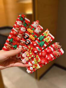 10/20/30pcs Cute Cartoon Christmas Hair Scrunchies For Women - Multicolor - View 6