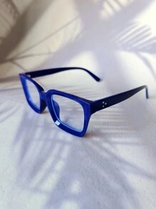 1pc Vintage Design Multi-Color 3D Shaped Thick Frame Rivets Decor Y2K Red Tortoiseshell Black Pink Cute Series Metal Durable Hinge Transparent Brand New Material Classic Retro 3D Design Personality Fashion Glasses - 防藍光鏡片 - 查看 16