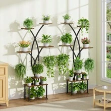 BACEKOLL 66" Tall Plant Stand Indoor With Grow Light - 7 Tiered Metal Plant Shelf Indoor, Plant Stands For Indoor Plants Multiple, Tree Shaped Flower Stand Holder, Corner Plant Rack For Living Room, Patio