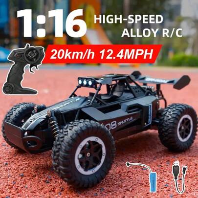 圣诞装饰 2.4G 合金遥控车 1:16 比例，最高速度 20 公里/小时，高速怪物卡车攀爬遥控越野车，高速赛车模型，全地形电动玩具车和圣诞礼物
