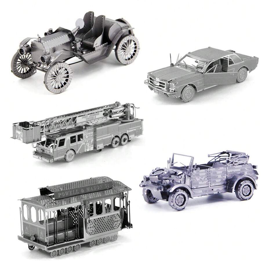 3D金属拼图DIY金属拼装模型，交通工具，电车，蒸汽火车，自卸卡车模型，圣诞礼物 - 車2 - 查看 1
