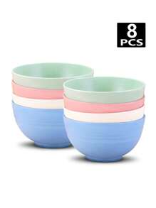 4/8pcs Plastic PP Cereal Bowls, Suitable For Soup, Snacks, Salad, Fruit, Dishwasher & Microwave Friendly,School Supplies - Multicolor - View 1