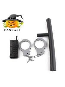1 套假塑料警棍、手铐和对讲机、角色扮演道具套装。（注意：实际产品可能存在轻微颜色差异） - 彩色 - 查看 1