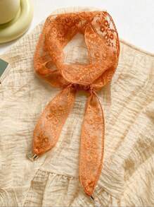 1PC Daisy Hollow Lace Ribbon Hairband Pendant Headscarf & Neck Scarf For Daily Wear Bandana,Hair Band,Head Band Ideal For Dressing Up Your Look - A - View 18