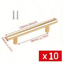 1/10 件拉丝金色厨房把手，不锈钢 T 型门拉手 96 毫米橱柜旋钮和把手，黑色家具把手