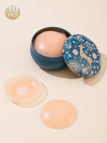 10 件装防水乳贴，隐形乳贴，薄且可重复使用，提升和增强小胸部，适合婚纱 - 杏色 - 查看 1