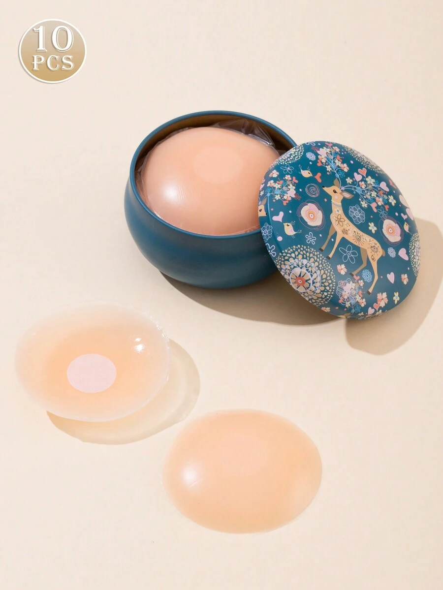 10 件装防水乳贴，隐形乳贴，薄且可重复使用，提升和增强小胸部，适合婚纱 - 杏色 - 查看 1
