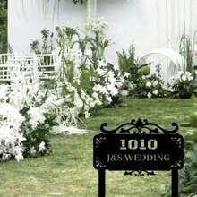 1 件经典风格可定制金属地址标志,带有优雅的卷轴装饰 - 适用于家庭和花园的杆式草坪牌匾 - 金属结构,适用于感恩节、婚礼派对展示标牌。 - 彩色 - 查看 5