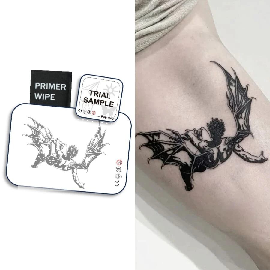 1 kit Tatouages révolutionnaires, tatouages semipermanents, ange déchu, tatouages temporaires
