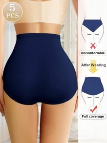 MEIYATING 5 pièces Culottes sans couture respirantes en soie de glace à taille haute pour femmes, amincissantes et galbantes, design fin pour l'été