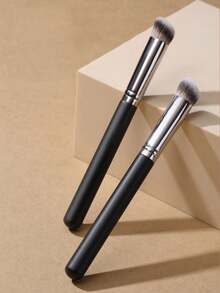 1pc Under Eye Concealer Brush Mini Angled Flat Top Kabuki Nose Contour Brush Soft Dense Bristles Full Coverage For Concealing Blending Setting Buffing With Powder Liquid Cream Cosmetic Pro Small Makeup Foundation Brush Perfect For Makeup Beginners,Foundation Brush,Concealer Brush,Blush Brush,Contour Brush,Blush Brush,Bronzer Brush,Powder Brush,Foundation Brush,Blush Brush,Giveaways - Black - View 4