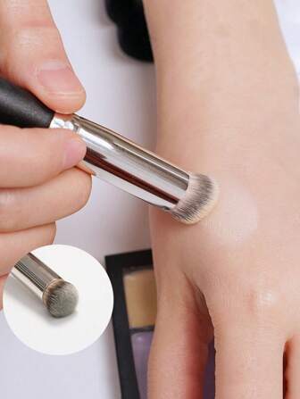1pc Under Eye Concealer Brush Mini Angled Flat Top Kabuki Nose Contour Brush Soft Dense Bristles Full Coverage For Concealing Blending Setting Buffing With Powder Liquid Cream Cosmetic Pro Small Makeup Foundation Brush Perfect For Makeup Beginners,Foundation Brush,Concealer Brush,Blush Brush,Contour Brush,Blush Brush,Bronzer Brush,Powder Brush,Foundation Brush,Blush Brush