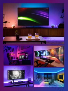 1pc 1m/5m/10m//15m/20m RGB 5050 LED Strip Light, Dimmable Color Changing Rope Lights With Switch Control For Home Decoration, Party, Kitchen, TV Backlighting