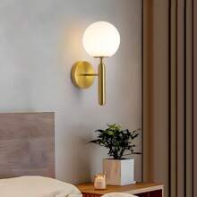 Modern Gold/Black Wall Lamp - Wall Lamp With Milky White Spherical PC Lampshade, Single Light Bathroom Vanity Mirror Light, Suitable For Bedroom, Staircase, Living Room, G9 Lamp Holder (Bulb Not Included)