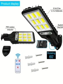 1pc 2200W Outdoor Solar Motion Sensor Floodlight - With Remote Control And LED Wall Light Functions, Motion Sensor Garden Security Light - Energy Saving Waterproof, Outdoor Wall Porch Garage Driveway Lamp