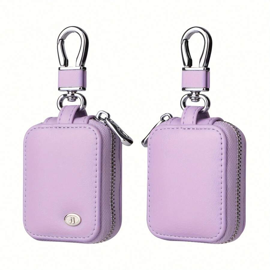 PU 人造皮革无线耳机保护套 - 高级防护罩，兼容 Airpods 1、2、3、Pro 2 和 Pro - 柔软触感、减震、防刮设计移动电源旅行便携式充电器充电器盒学校大学耳机盒线包电子包线整理器移动电源充电器 - 紫色 - 查看 1